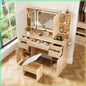 Tri‑Fold Vanity Mirror with 9 Drawers, LED Lights & Stool