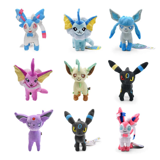 20 cm Pokémon Plush Dolls, featuring fan‑favorite characters like Pikachu, Charmander, Squirtle, Bulbasaur, Jigglypuff, Eevee, Snorlax, and Lapras.n Umbreon Vaporeon Sylveon d