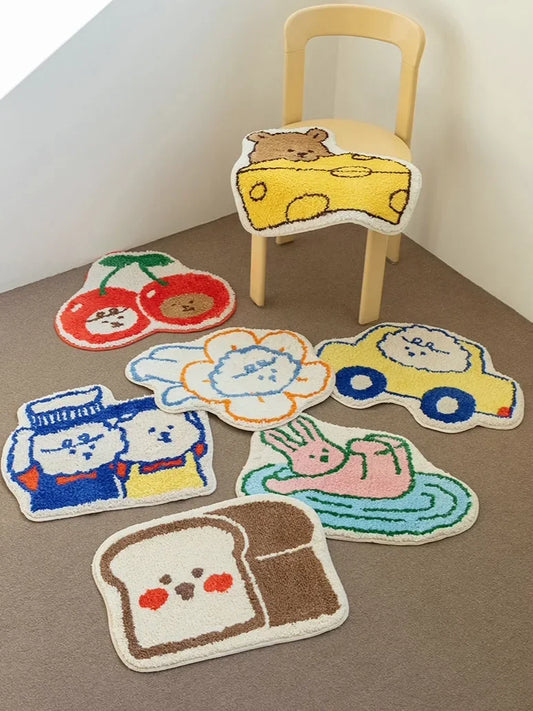 Soft Cartoon Imitation‑Cashmere Floor Mat for Bedroom, Bathroom & Home Décor