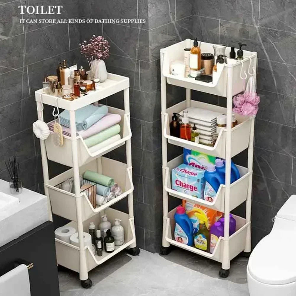 Slim Kitchen Corner Storage Rack — Multi‑Layer Narrow Bookshelf