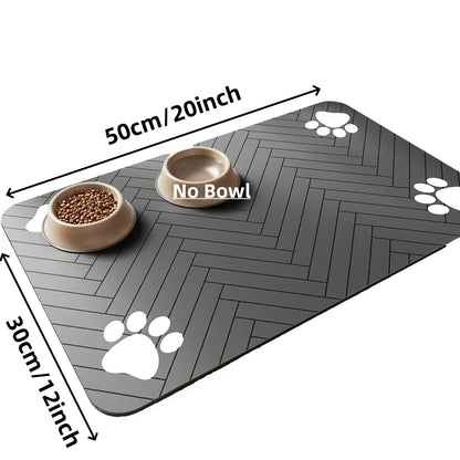 Absorbent Pet Feeding Mat: Quick-Dry Placemat for Food and Water Bowls, Waterproof Rubber Backing for Dogs and Cats