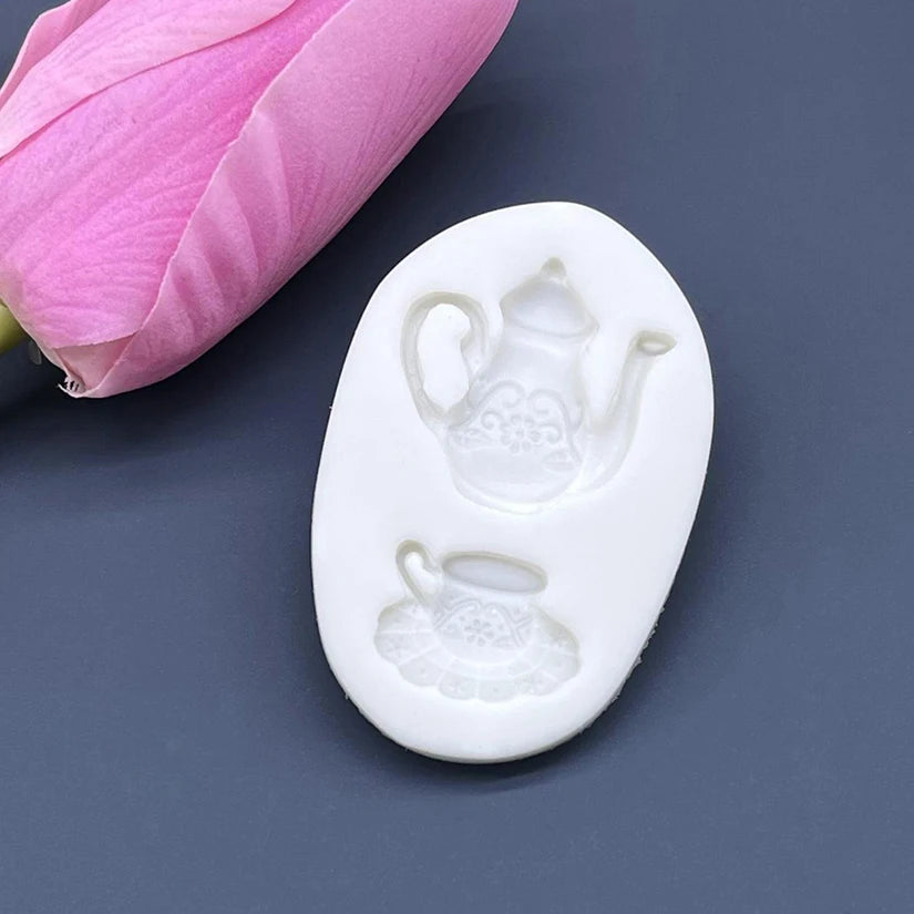 Tea Party Silicone Mold Sugarcraft Chocolate Cupcake Baking Mold Fondant Cake Decorating Tools