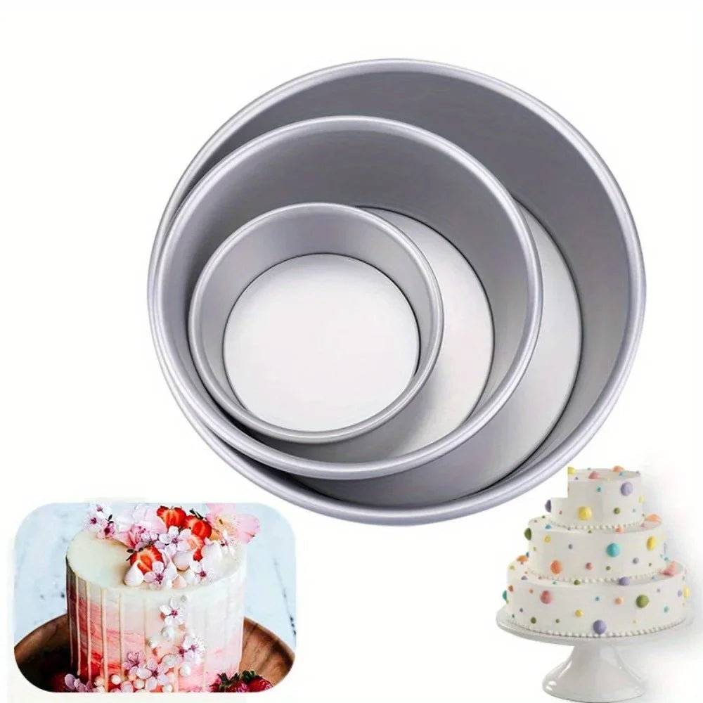 1pc Layered Circular Cake Mold Set – 4/6/8in Non‑Stick Baking Pans with Detachable Bottom