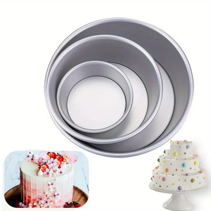 1pc Layered Circular Cake Mold Set – 4/6/8in Non‑Stick Baking Pans with Detachable Bottom
