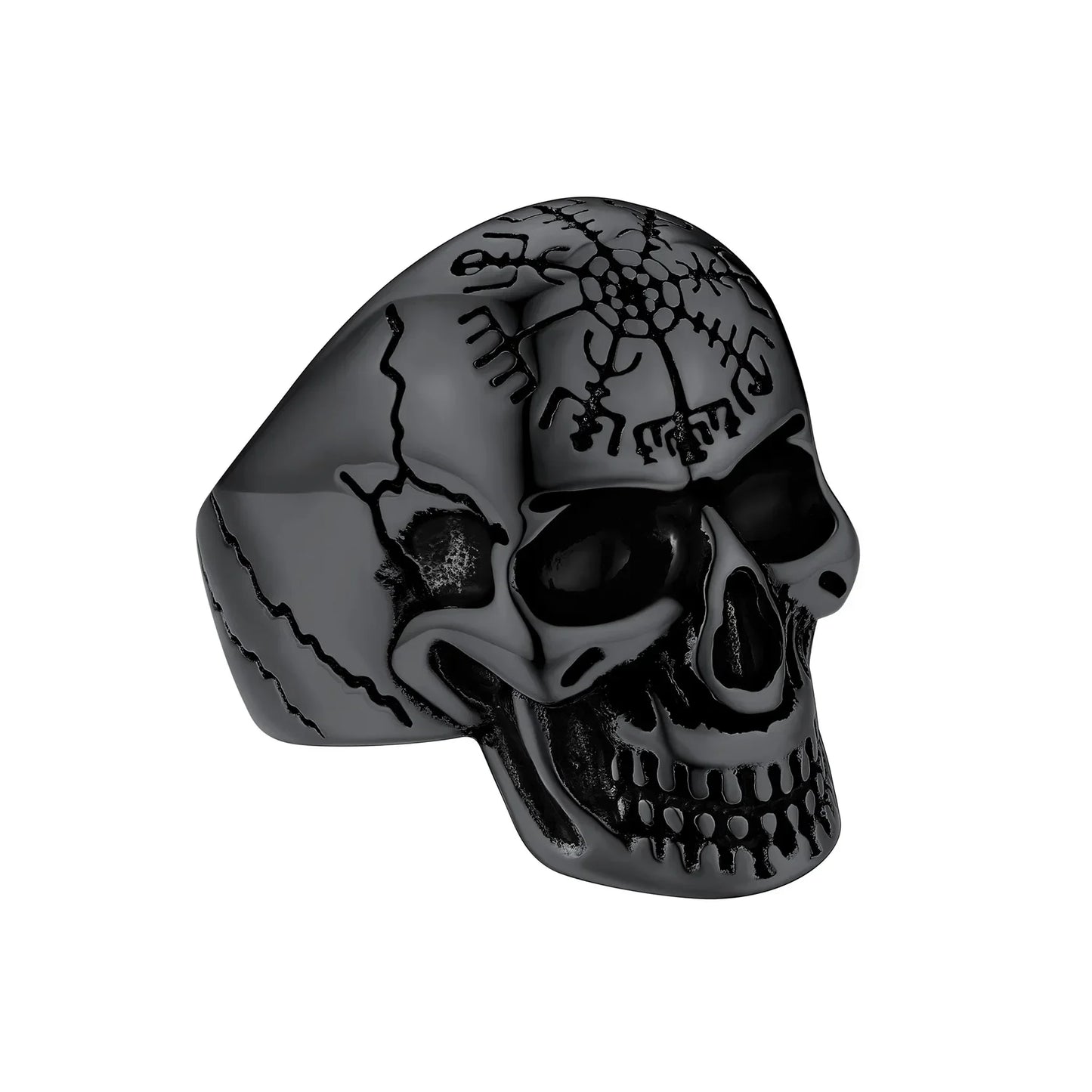 U7 Stainless Steel Big Skull Rings for Man Woman Size 7-14 Cross 3D Skeleton Cuban Chain Celtic Knot Pattern Gothic Punk Jewelry