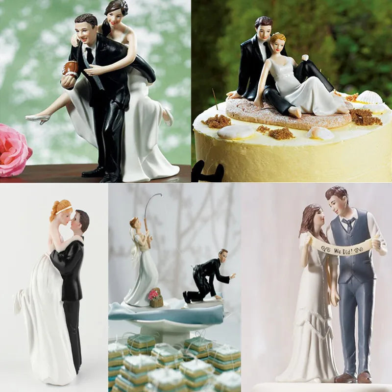 Bride & Groom Funny Wedding Cake Topper Figurine