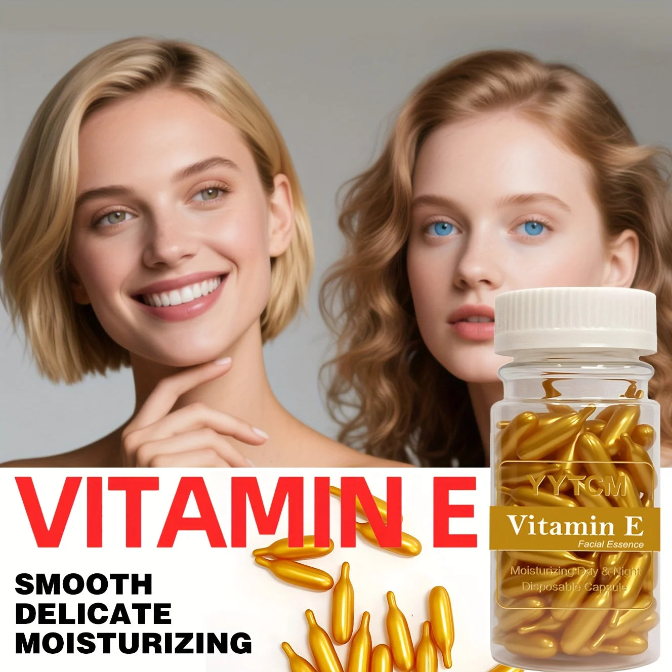Vitamin E Serum Capsules – Single‑Use Hydrating & Moisturizing Facial Essence (90 Capsules)
