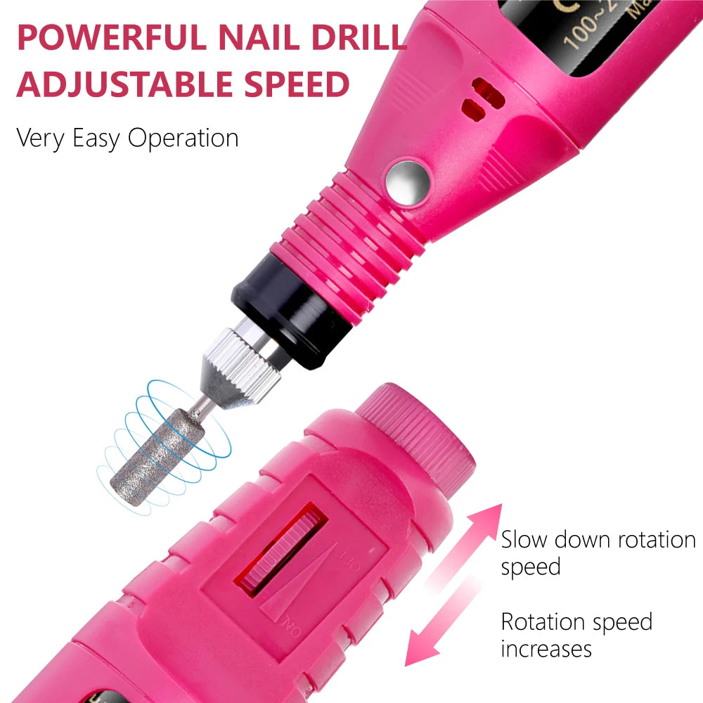 Professional Electric Nail Drill Machine Set – Manicure Milling Cutters & Strong Nail Polishing Tool