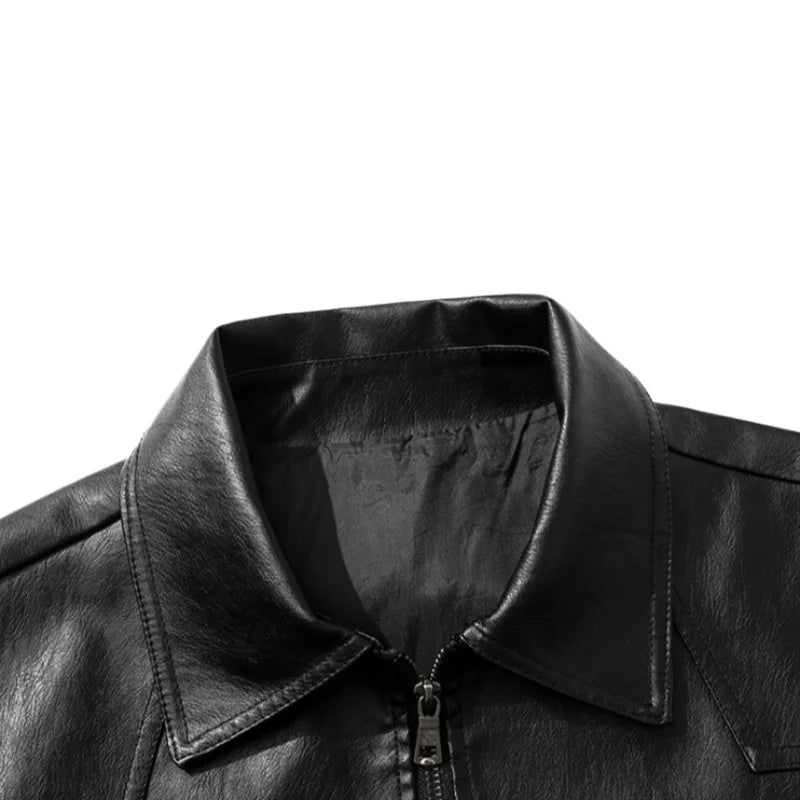Men’s Classic PU Lapel Jacket