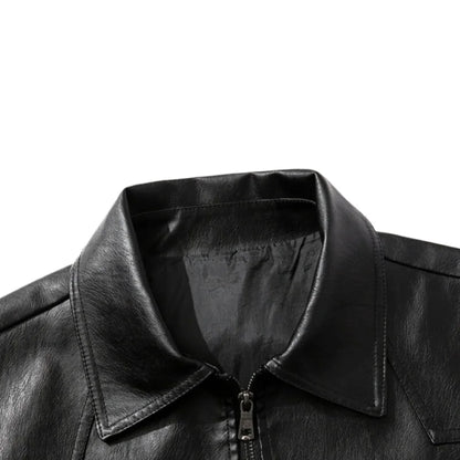 Men’s Classic PU Lapel Jacket