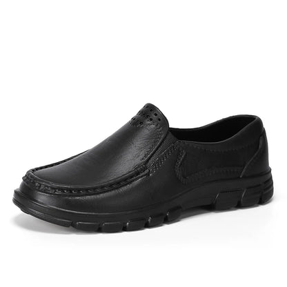 Men’s Four‑Season Anti‑Slip Chef Shoes – Oil‑Resistant, Soft‑Sole, Business Casual Work Leather