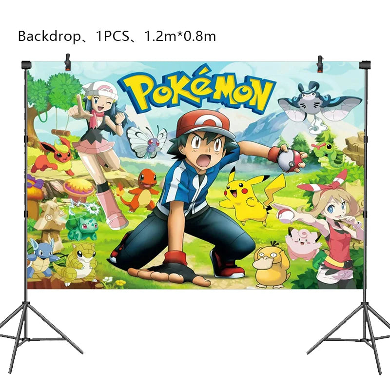 Classical Pikachu Birthday Party Decoration Set (Backdrop · Balloons · Tableware · Kids Event Supplies)
