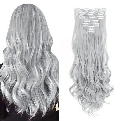 Clip In Hair Extensions 7 PCS Full Head 22-Inch-Long Curly Wavy Synthetic Hair Pieces