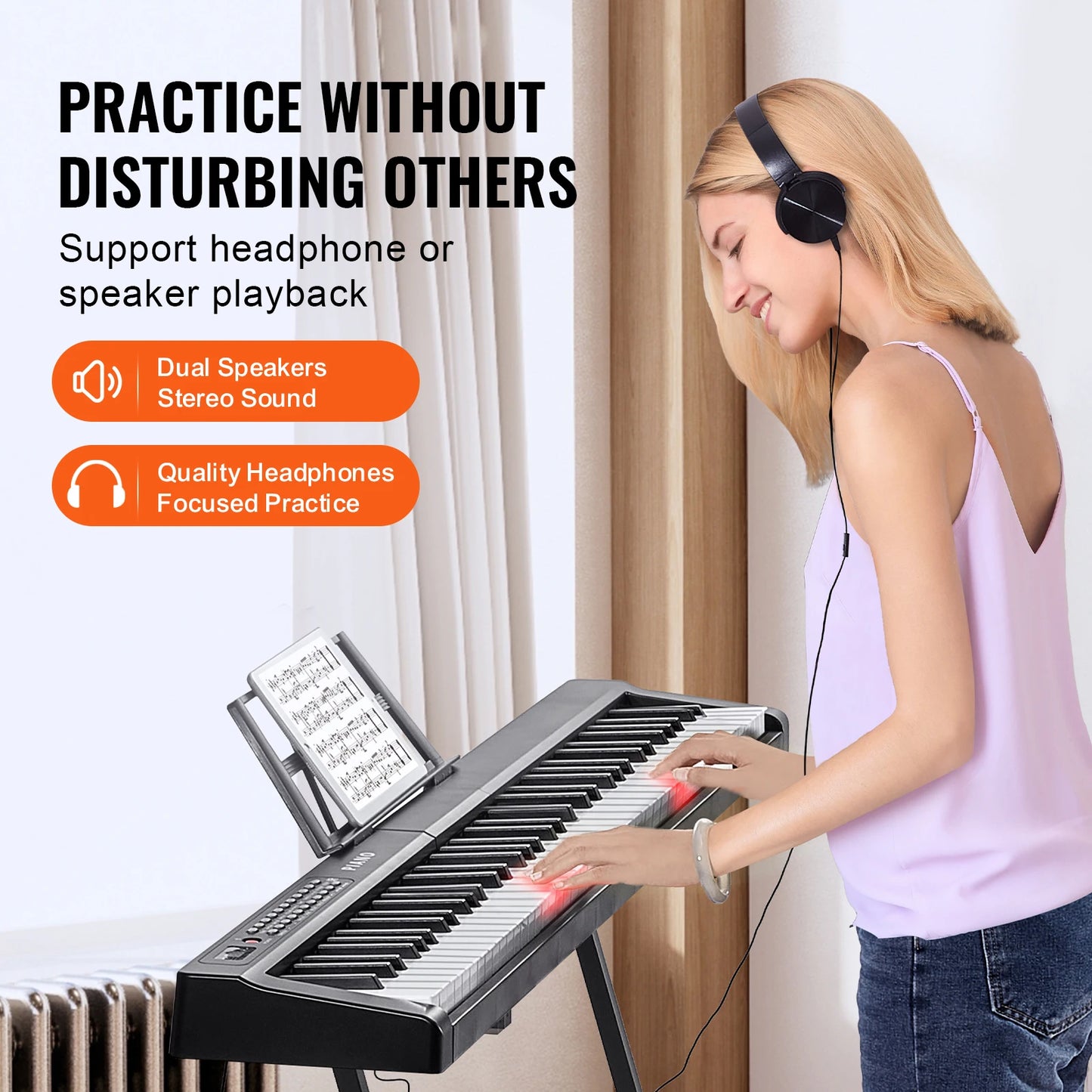 SucceBuy 88‑Key Digital Piano – Semi‑Weighted Full‑Size Portable Electric Keyboard, 1000 Tones for Beginners
