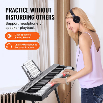 SucceBuy 88‑Key Digital Piano – Semi‑Weighted Full‑Size Portable Electric Keyboard, 1000 Tones for Beginners