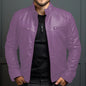 Men's Biker Leather Jacket Stand-up Collar Punk Leather Jacket Men
