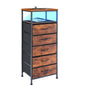 5‑Drawer Nightstand with Charging Station & USB Ports