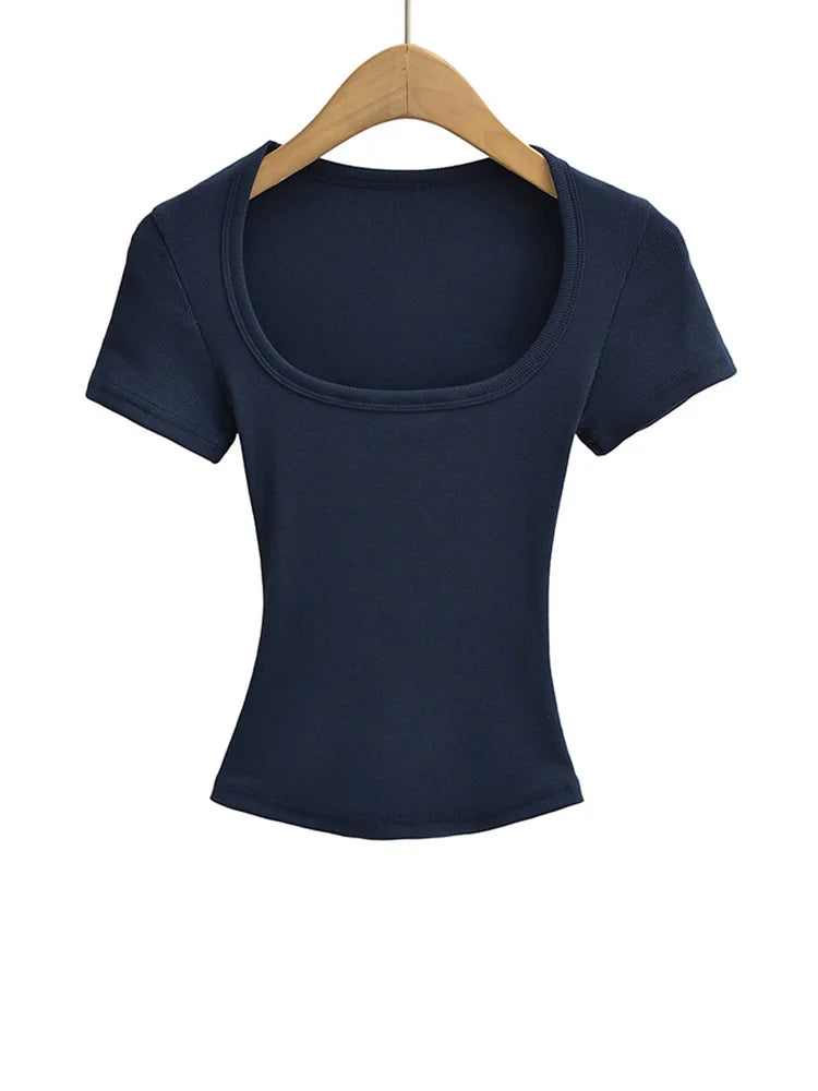 Women’s Square Collar Summer Crop Top