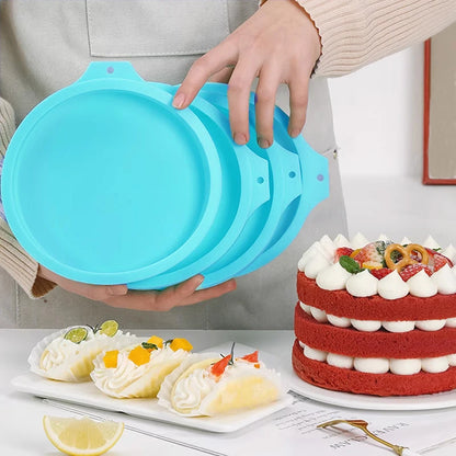 FAIS DU 2-8pcs Silicone Cake Pan 4/6/8inch Round Cake Layer Set Silicone Bakeware Mold for Baking Tools Rainbow Cake and Mousse