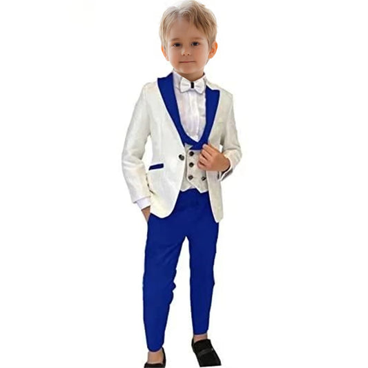 Classic Boy's Suit Set 3 Pieces Paisley Long Sleeves Formal Tuxedo For Kids From 3 to 14 Years (Wedding Flower Boy)