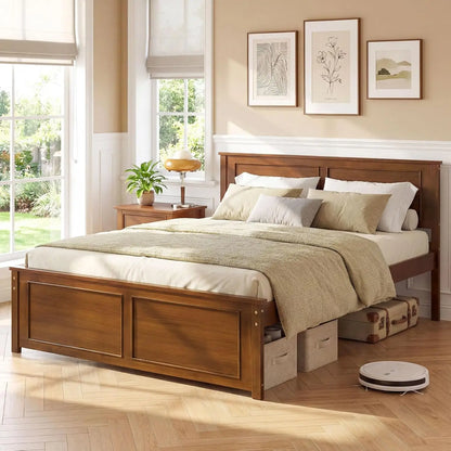 Full Farmhouse Platform Bed – Slat Support, Walnut
