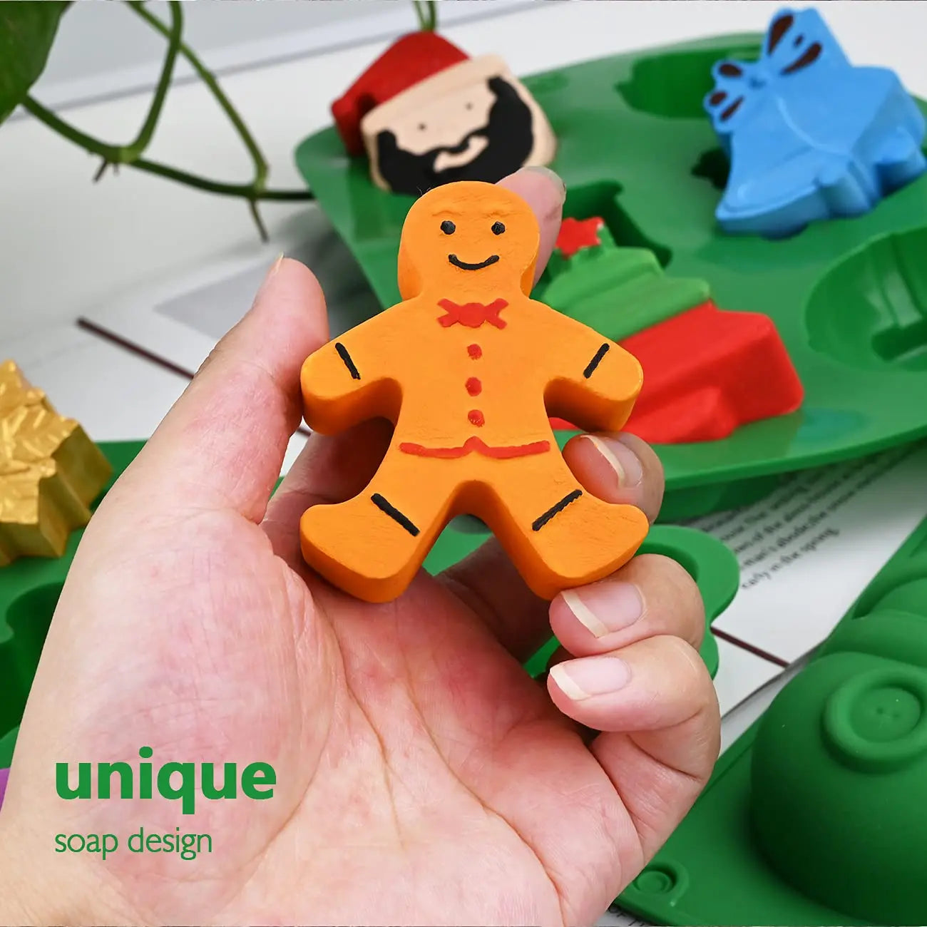 Christmas Silicone Baking Mold – Tree, Santa, Snowman & Gingerbread Shapes for Chocolate & Candy