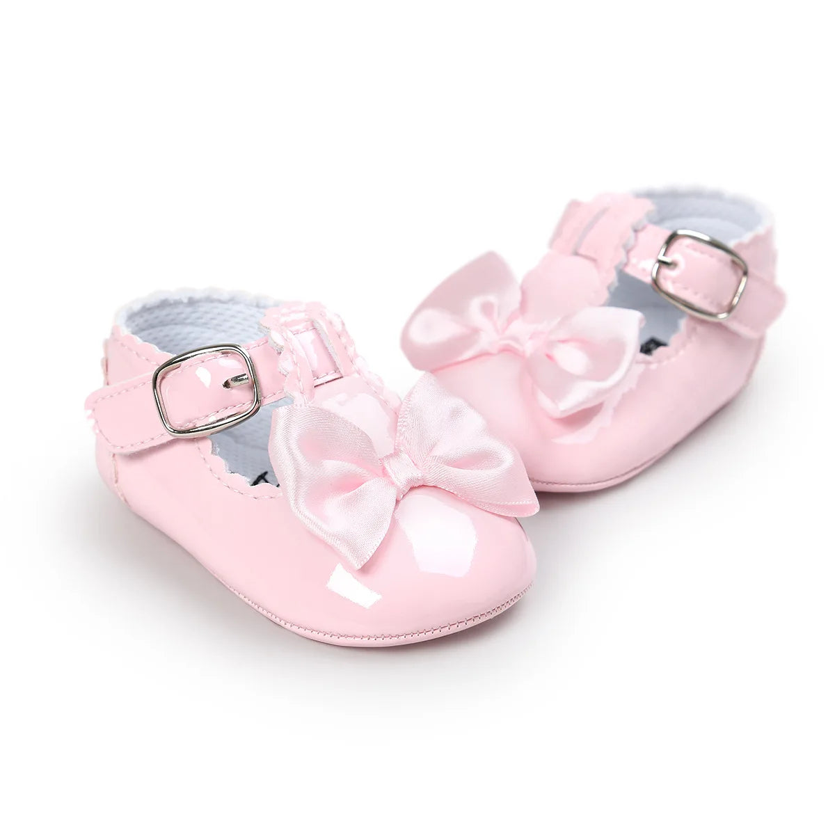 Baby Girls Classic Bowknot Rubber Sole Anti-slip PU Shoes