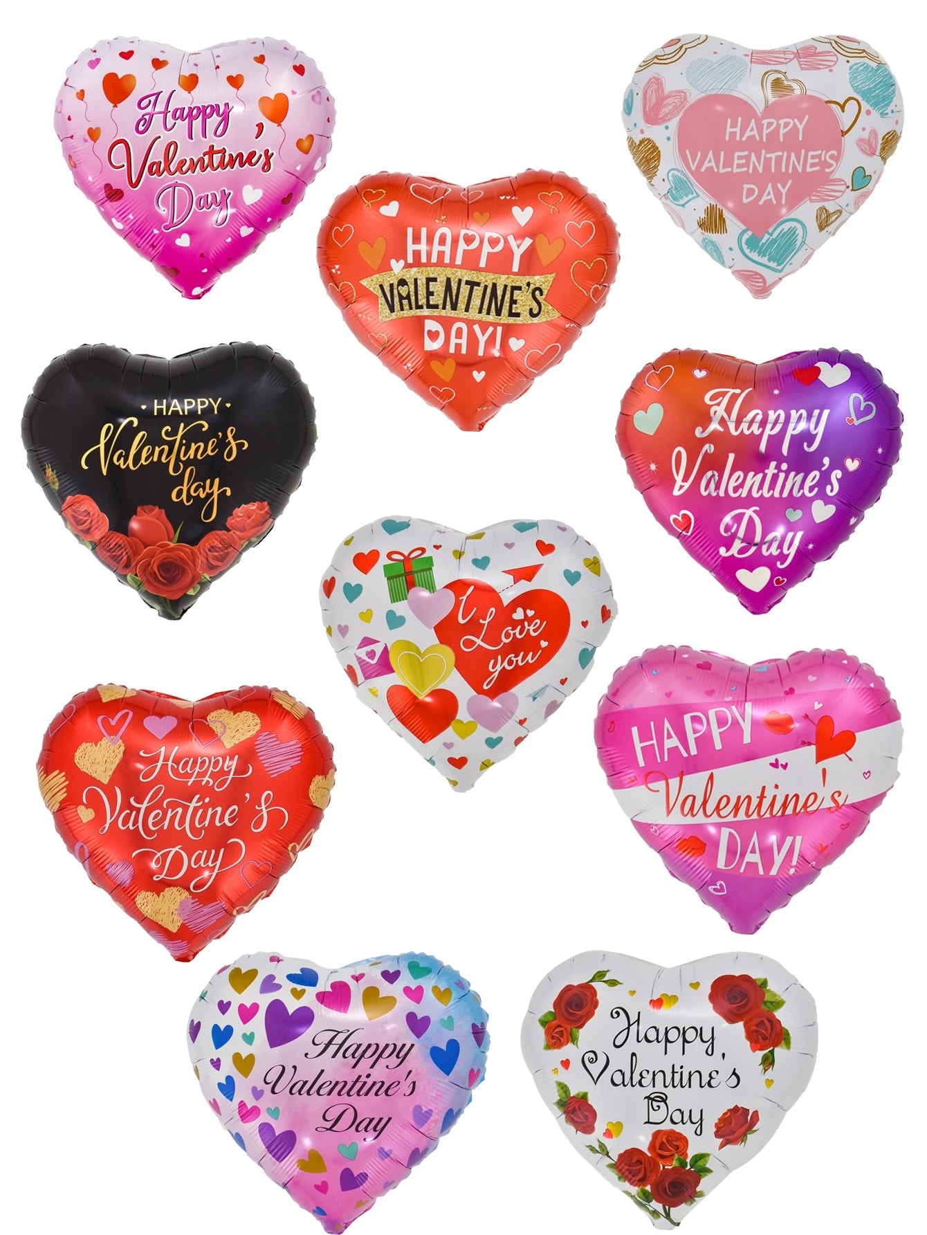 10pcs 18inch Happy Valentine's Day Heart Foil Balloons Helium Balloon Valentine's Day Party Decorations
