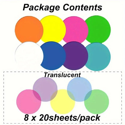 160 Pack Multipurpose Waterproof Durable Fluorescent/Solid Sticky Notes