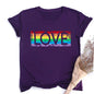 LOVE Pattern Print Girls Rainbow T-shirt Women Tee Shirt LGBT Pride Month T-shirt Love Wins Graphic Tee Summer Women Clothes