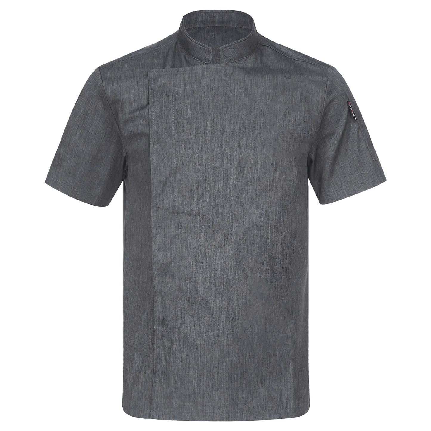 Mens Womens Stand Collar Short Sleeve Chef Coat Working Kitchen Uniform for Cafe Bakery Western Restaurant Hotel Work Wear
