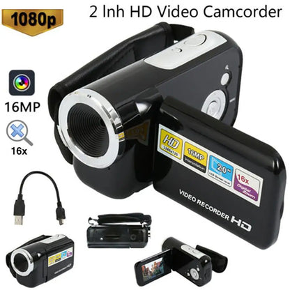 1080P Digital Camera &amp; Rotatable Screen Camcorder (16MP, 16X Zoom, Vlog DV Camera)