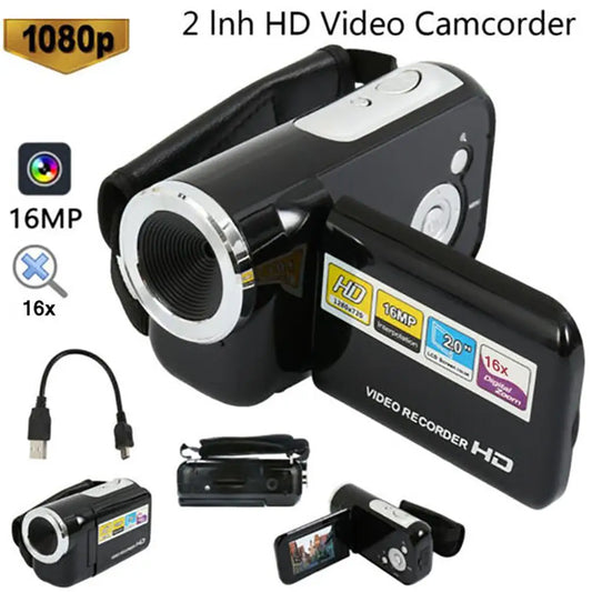 1080P Digital Camera &amp; Rotatable Screen Camcorder (16MP, 16X Zoom, Vlog DV Camera)