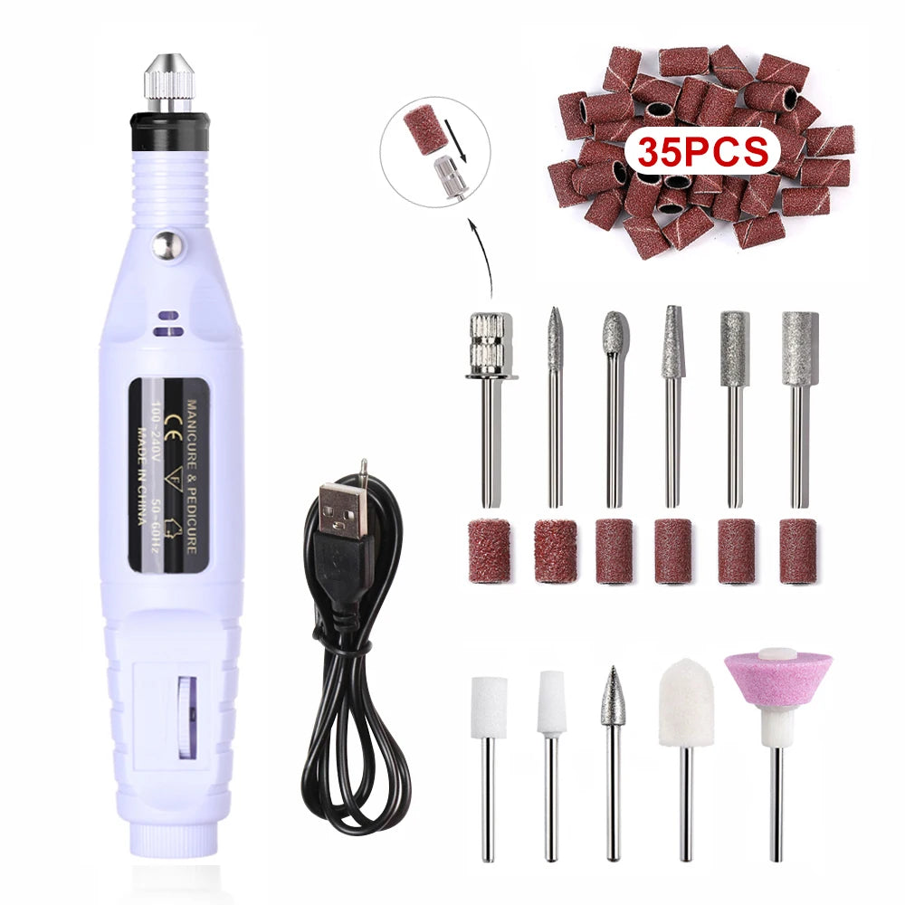 Professional Electric Nail Drill Machine Set – Manicure Milling Cutters & Strong Nail Polishing Tool