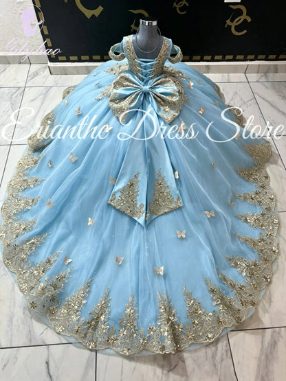 Green Flower Girl Dress For Wedding 3D Butterfly Applique Tulle Kids Birthday Party First Communion Ball Gowns Customized