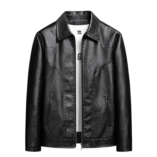 Men’s Trendy PU Leather Jacket – Black or Light Green, Asian Size M–7XL