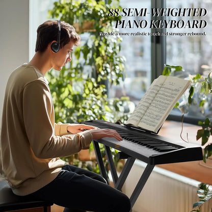 88‑Key Foldable Semi‑Weighted Digital Piano Set (Dual Bluetooth Mode)