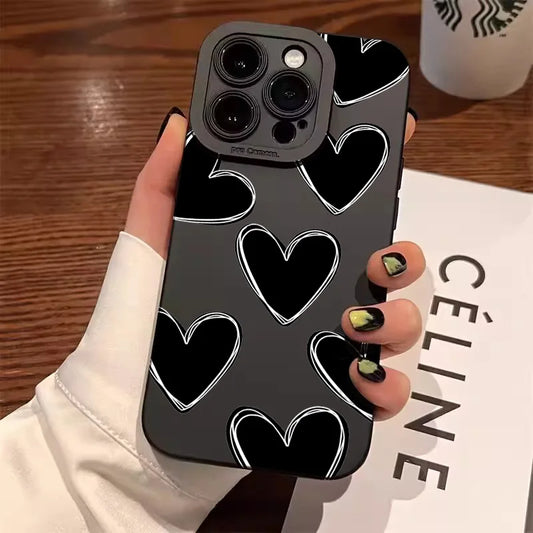 Love Heart Soft Silicone Phone Case For iPhone 16 15 14 Pro Max Plus 11 12 13 Pro Plus X XS XR Shockproof Cover