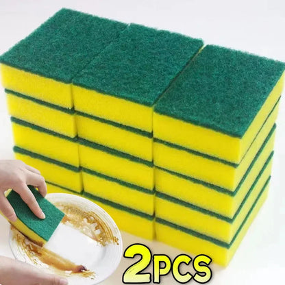 100/1Pcs Kitchen Dishwashing Sponge Soft Absorbent Clean Rub Pot Rust Scouring Pad Removing Kits Household Cleaning Brush Sponge