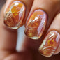 24pcs Gold Stripe Press‑On Nails – Long Square Full Cover Tips
