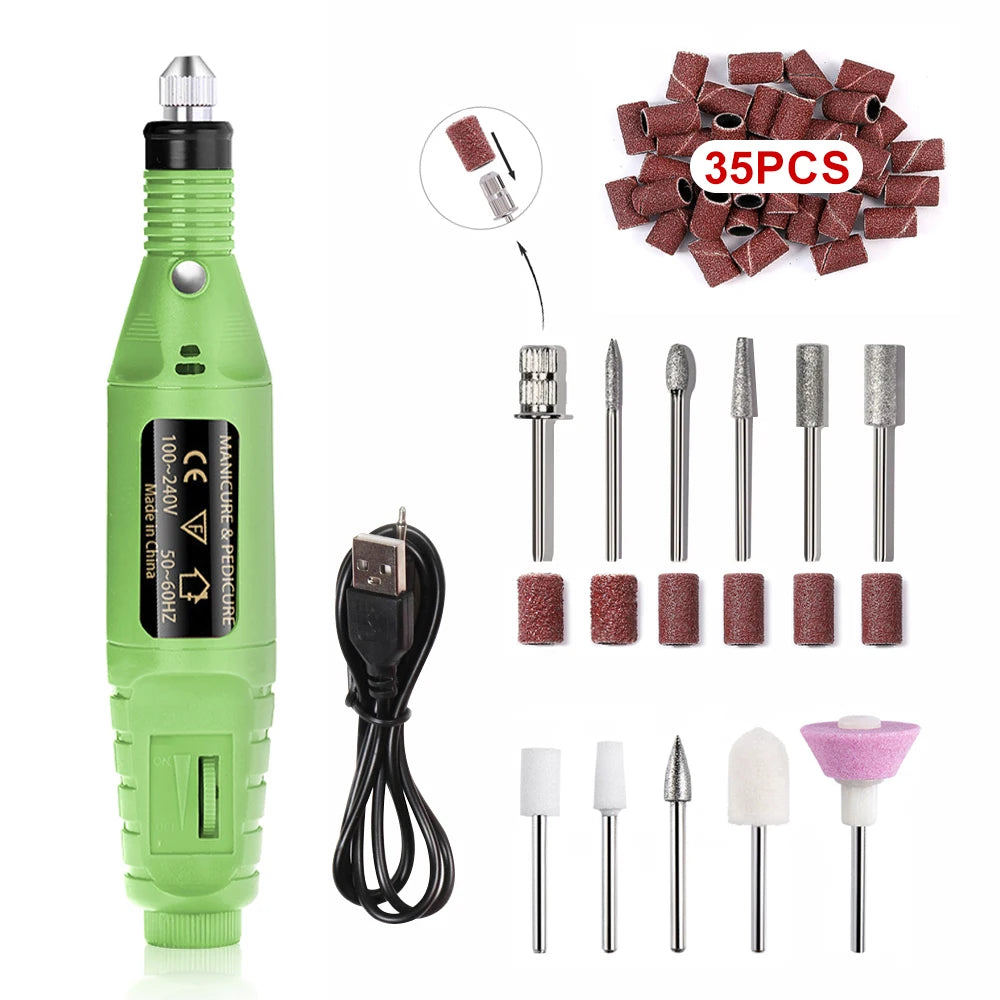 Professional Electric Nail Drill Machine Set – Manicure Milling Cutters & Strong Nail Polishing Tool
