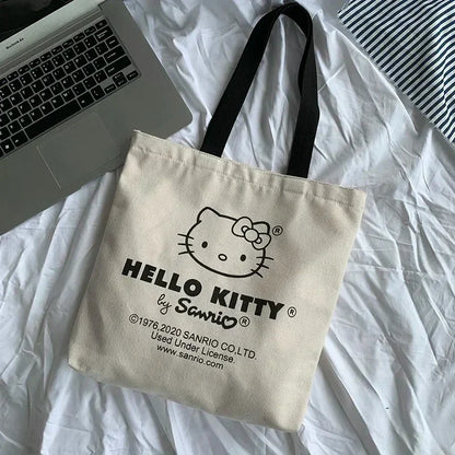 Hello Kitty Canvas Shoulder Bag (Large Capacity, Kawaii Daily Commuting Tote)