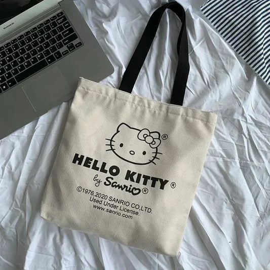 Hello Kitty Canvas Shoulder Bag (Large Capacity, Kawaii Daily Commuting Tote)