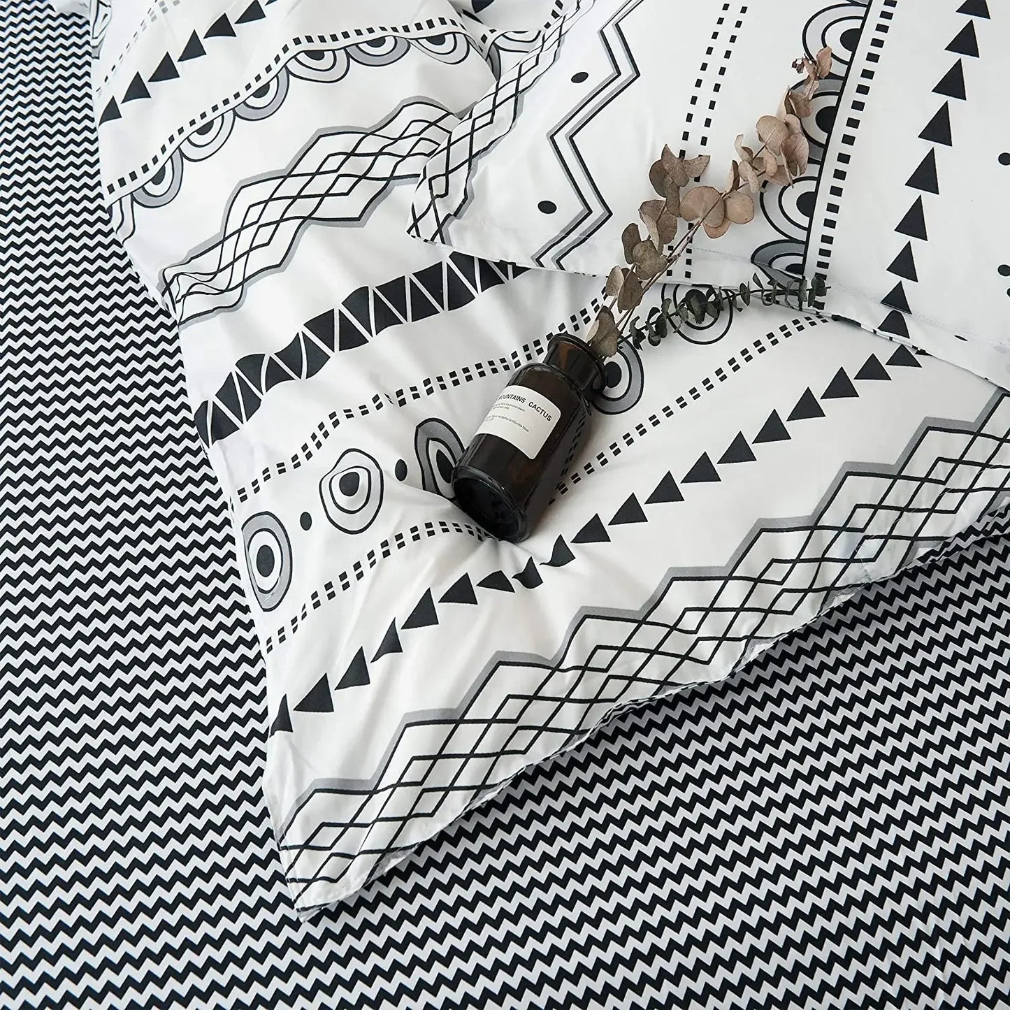 Bohon Paisley Duvet Cover Set Black White Print 3pcs Bedding Sets Luxury Pillow Case Queen and King Size Cotton Bedding Sets