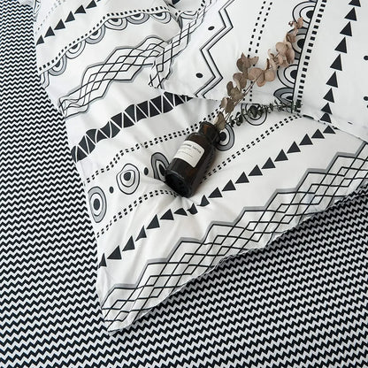 Bohon Paisley Duvet Cover Set Black White Print 3pcs Bedding Sets Luxury Pillow Case Queen and King Size Cotton Bedding Sets