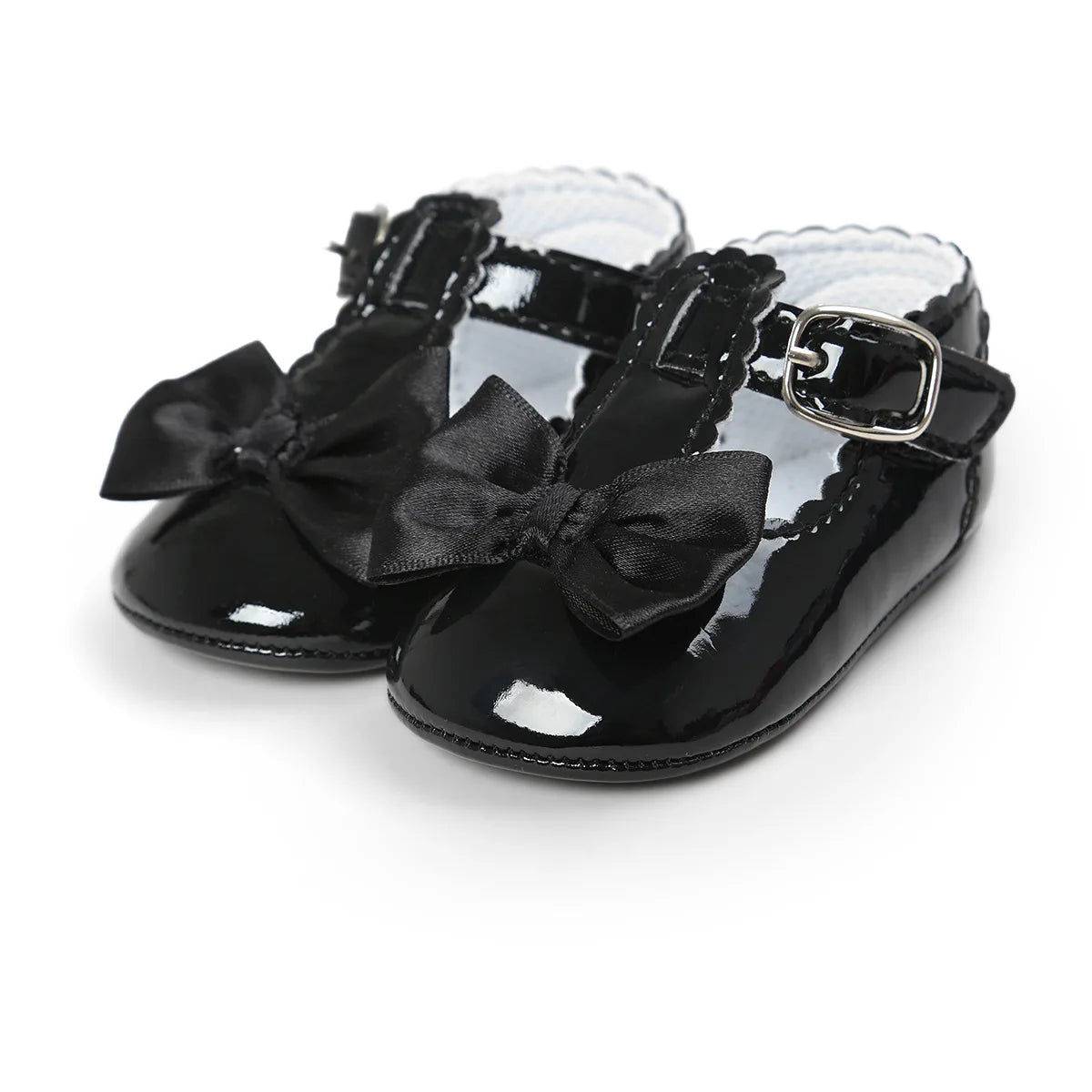 Baby Girls Classic Bowknot Rubber Sole Anti-slip PU Shoes