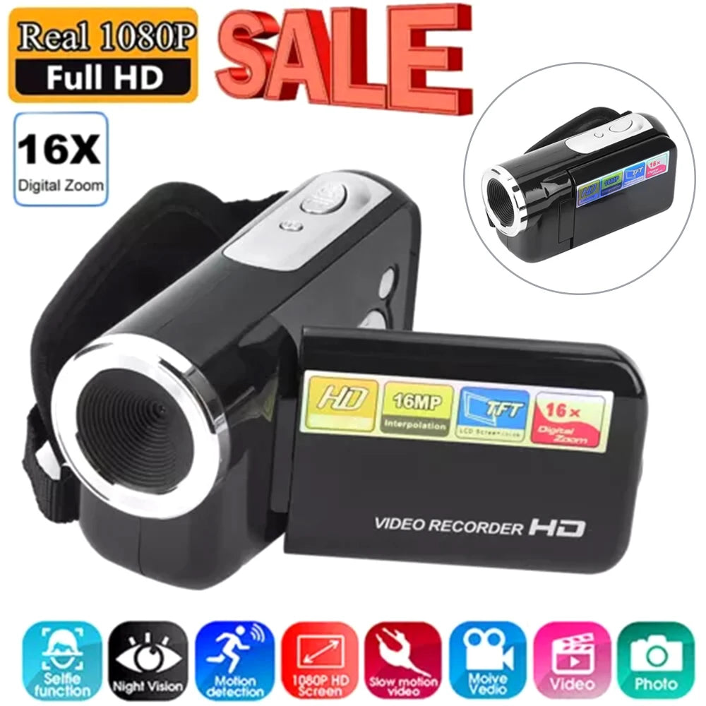 2.4" HD 1080P Digital Camera &amp; Rotatable Camcorder (16MP)