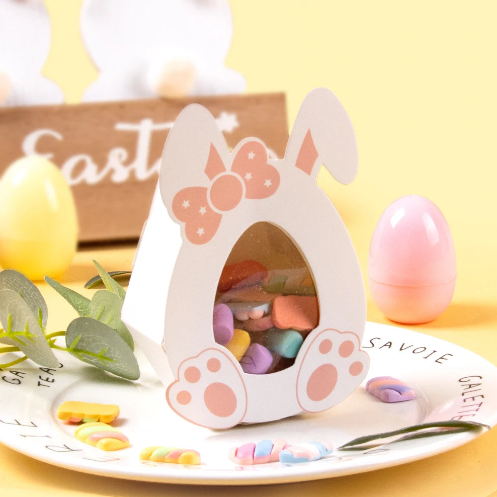 10/20pcs Easter Egg Candy Cookie Boxes Pink Blue Carton Bunny Shape Boxes for Spring Easter Party Gift Packing Boxes Decorations