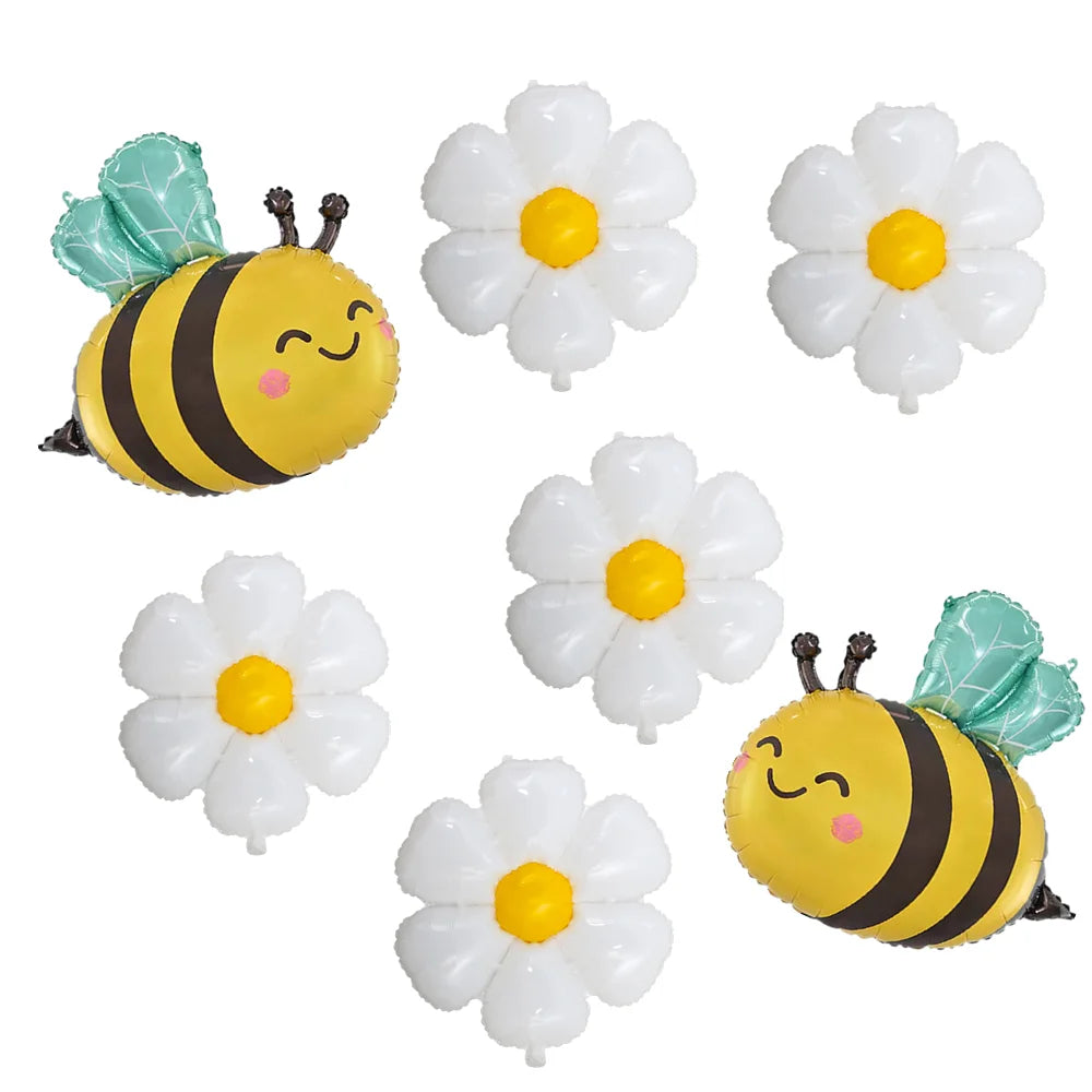 7‑Piece Bee & Daisy Foil Balloon Set for Spring Parties