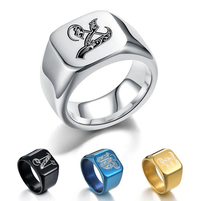 26 English Letters Stainless Steel Ring (Men · Double Beveled Edges · Classic Signet Style)